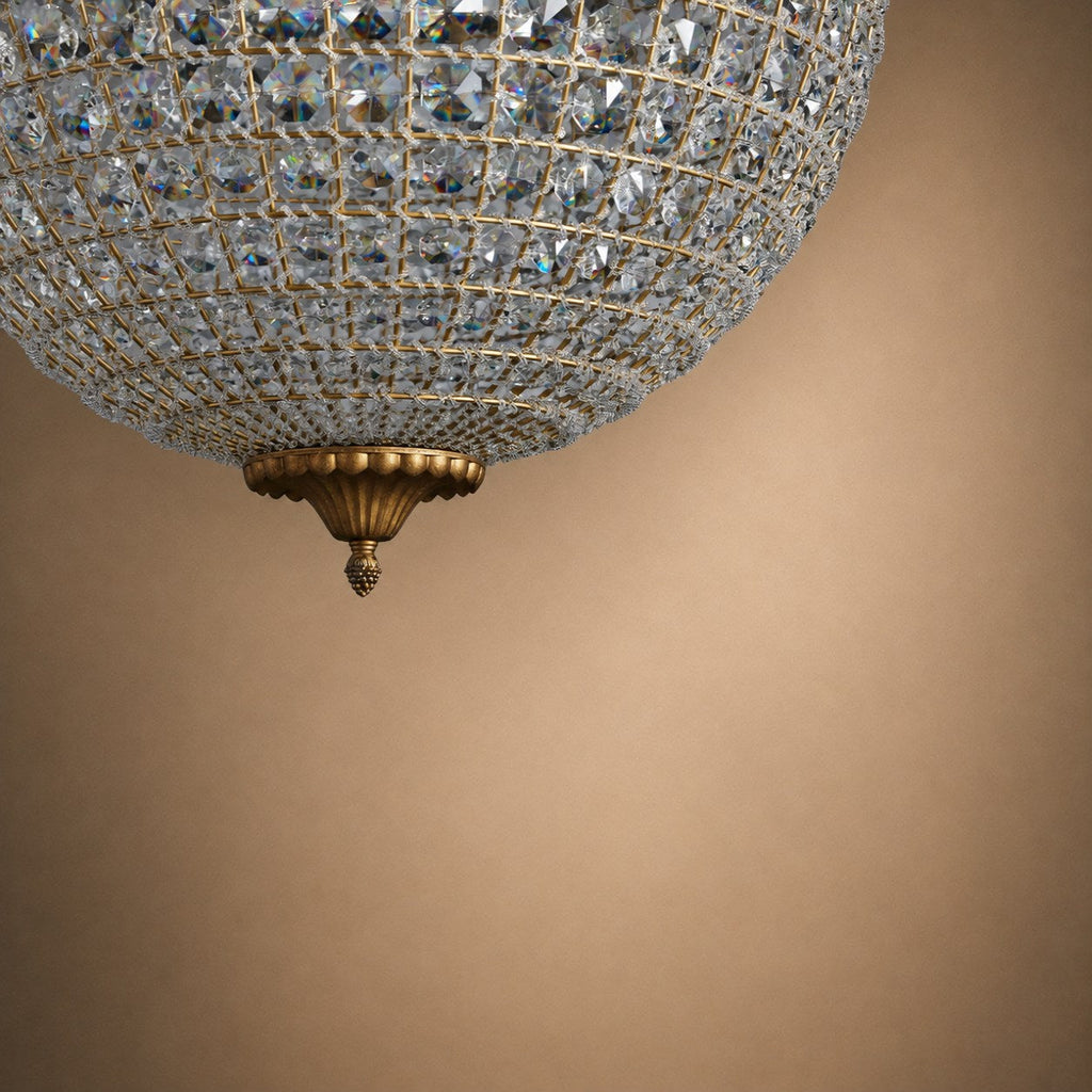 Antique Brass Crystal Round Chandelier – Small or Large Statement Ceiling Light | ribuella