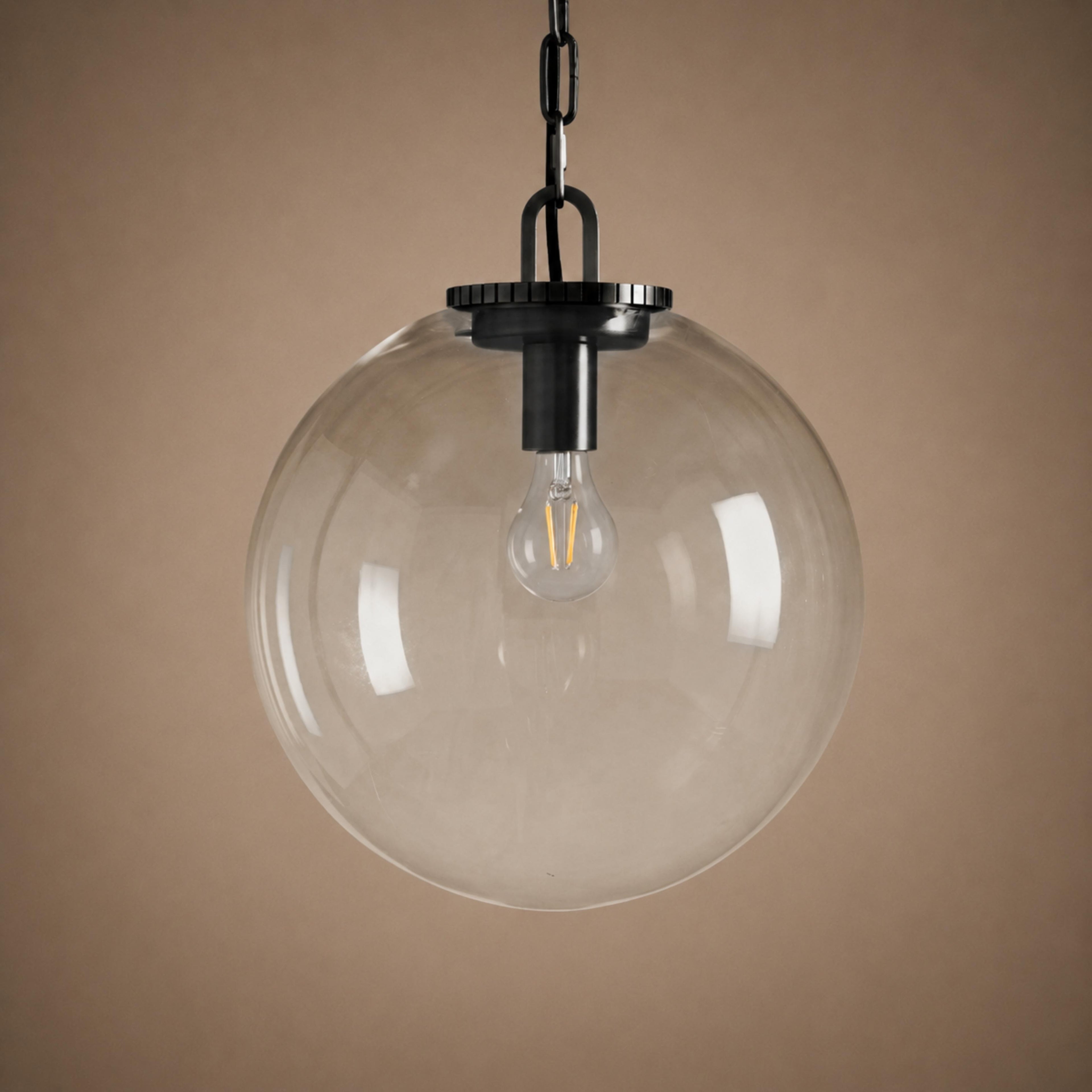 Modern Glass Globe Pendant Light with Chain – Brass or Bronze, Clear or Milk Glass | ribuella