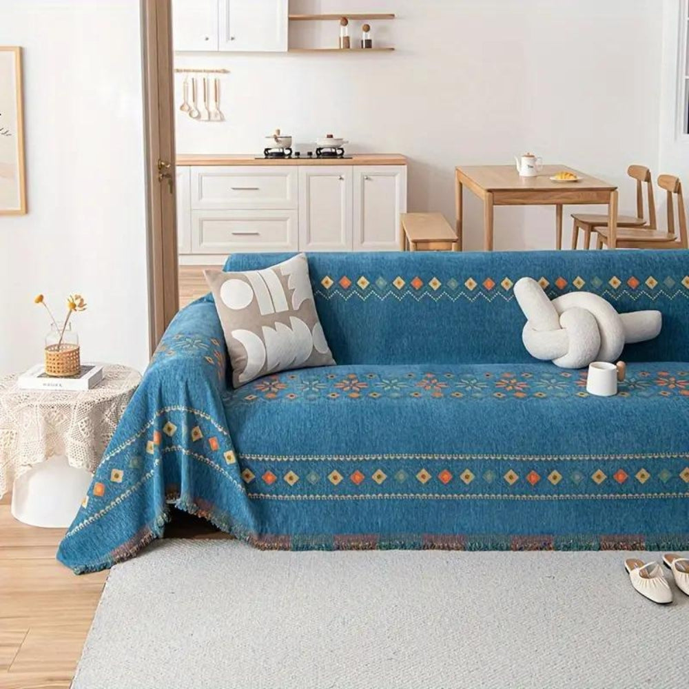 Boho Sofa Cover — Elegant Tassel Trim And Non-Slip Backing