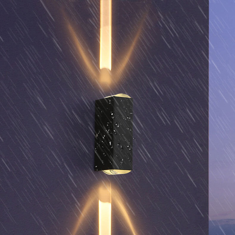 Modern Waterproof LED Wall Light, Outdoor Rated Black Rectangular Lamp