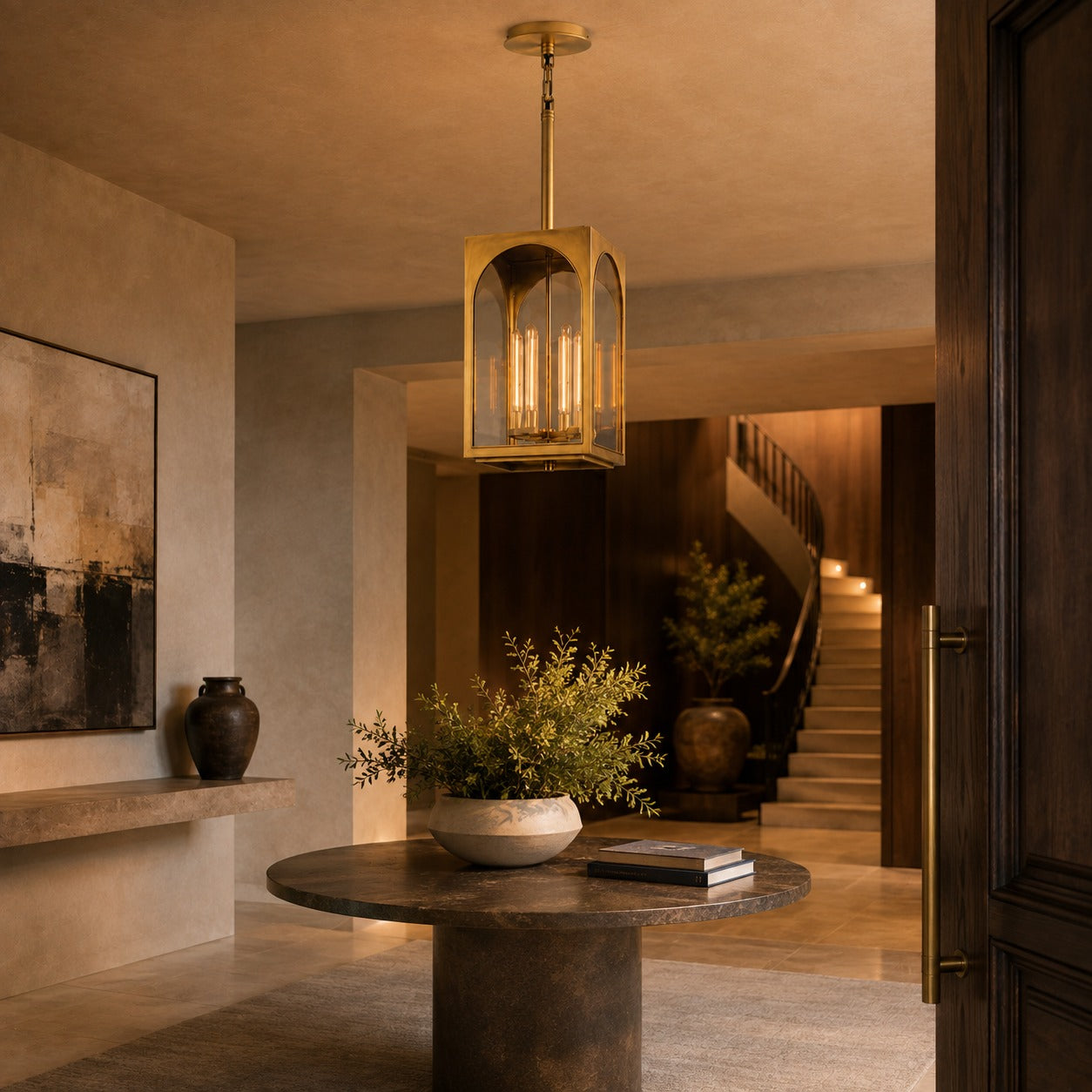 Brass & Black Outdoor Lantern Pendant Light – 18″ or 28″ | ribuella