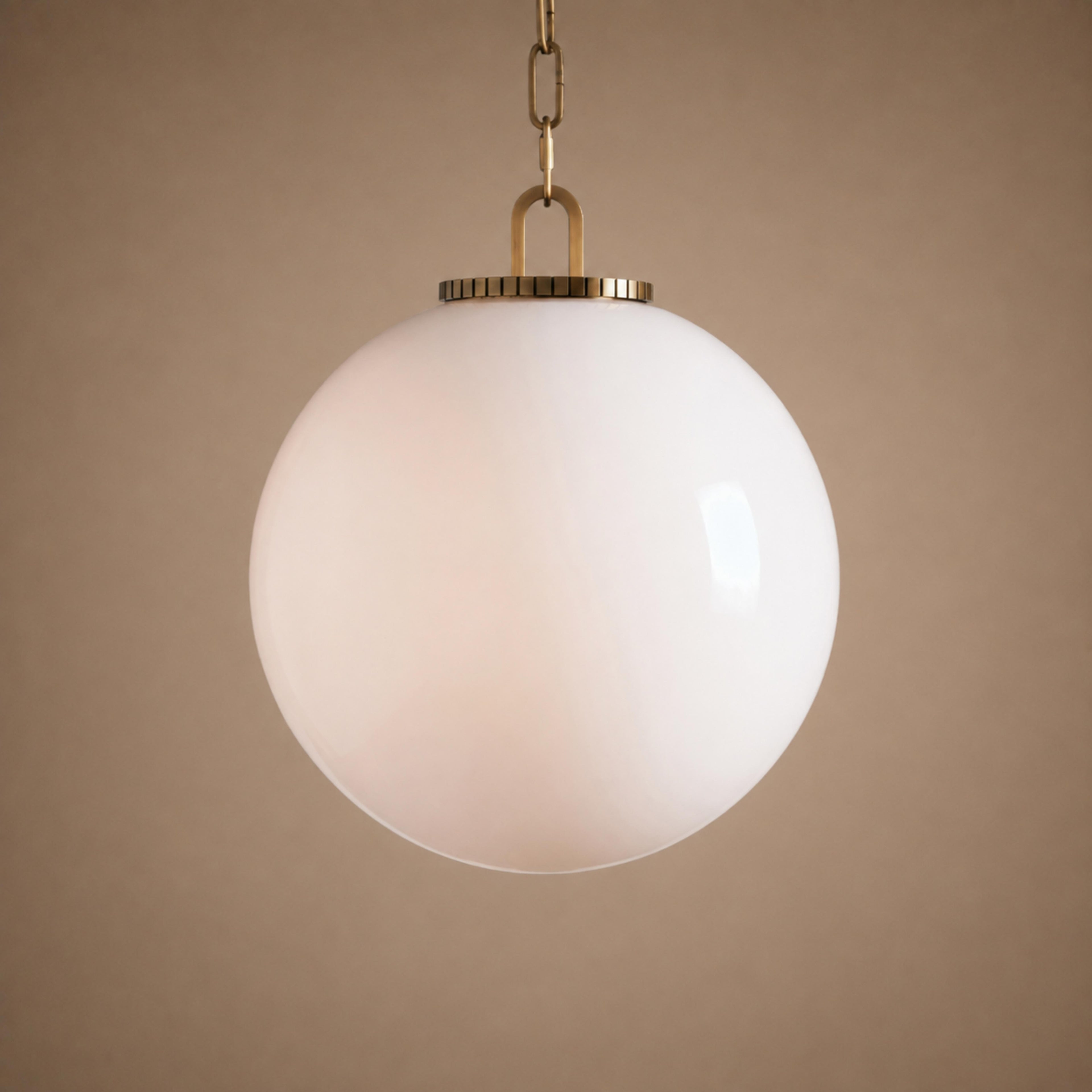 Modern Glass Globe Pendant Light with Chain – Brass or Bronze, Clear or Milk Glass | ribuella