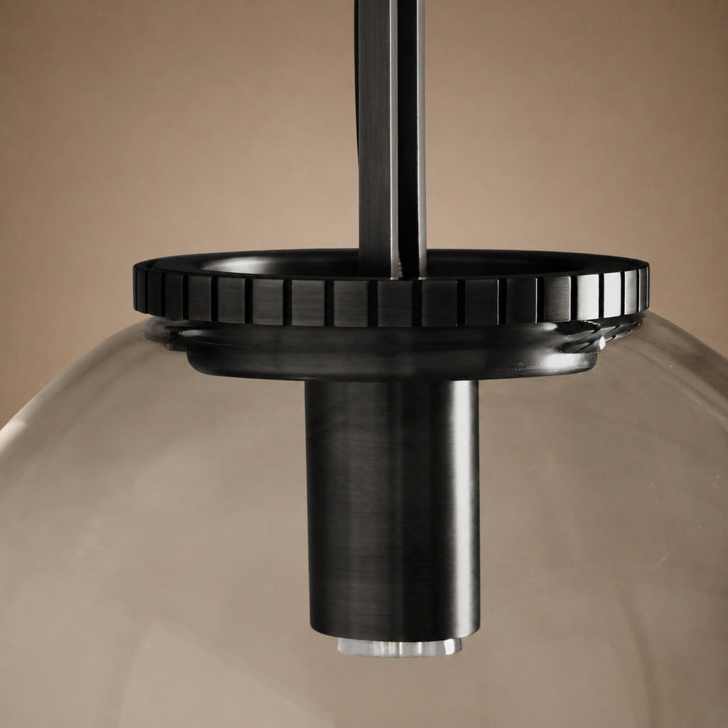 Modern Glass Globe Pendant Light with Chain – Brass or Bronze, Clear or Milk Glass | ribuella