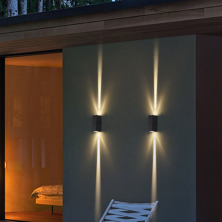 Modern Waterproof LED Wall Light, Outdoor Rated Black Rectangular Lamp