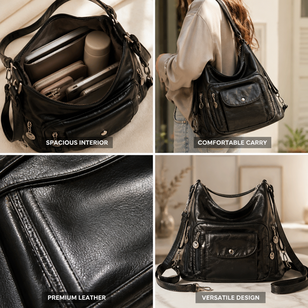 Supple Leather Convertible Tote Bag (Magnetic Closure) | ribuella