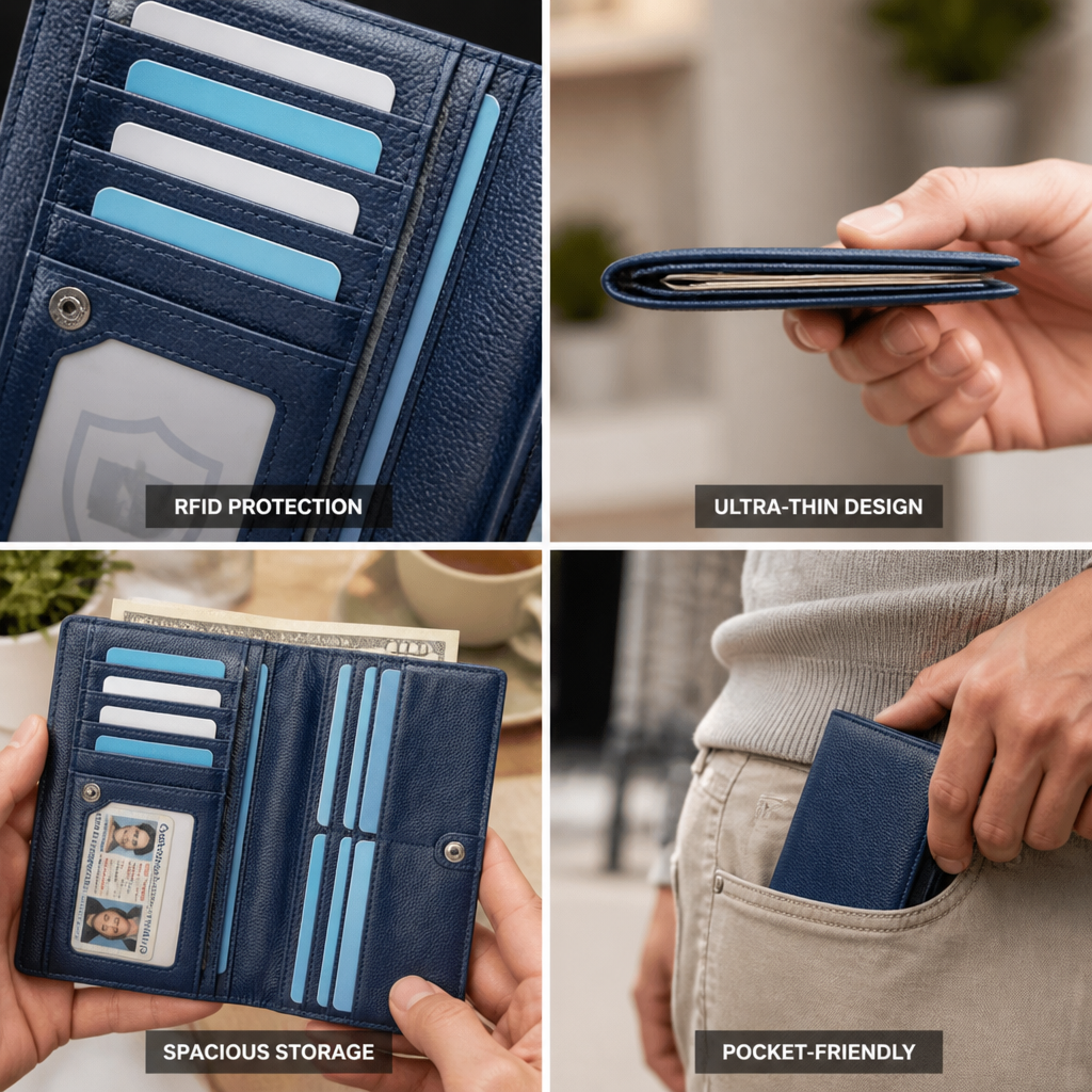 Ultratenká kožená peněženka na karty s blokováním RFID | ribuella