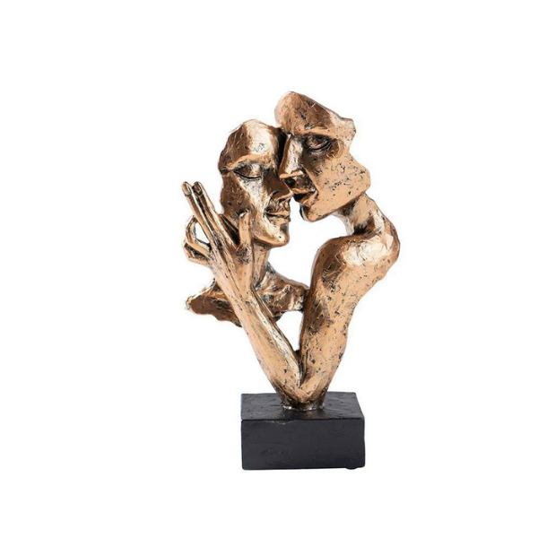 Sculptură de artă abstractă contemporană, finisaj bronz, suprafață texturată