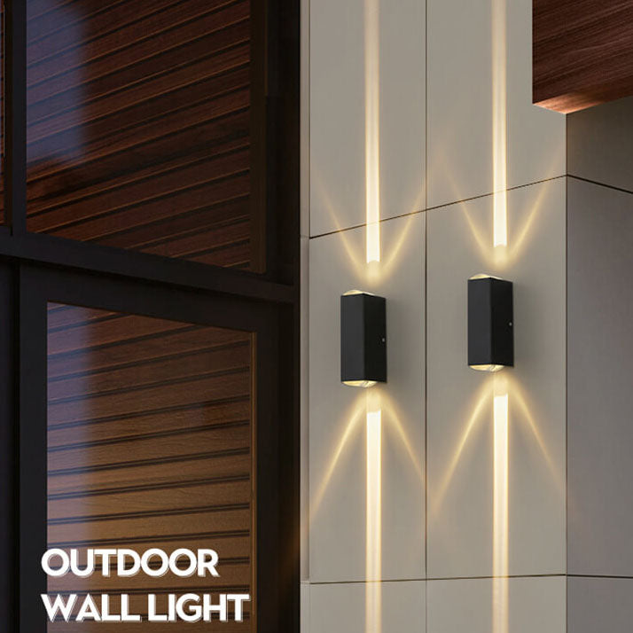 Modern Waterproof LED Wall Light, Outdoor Rated Black Rectangular Lamp