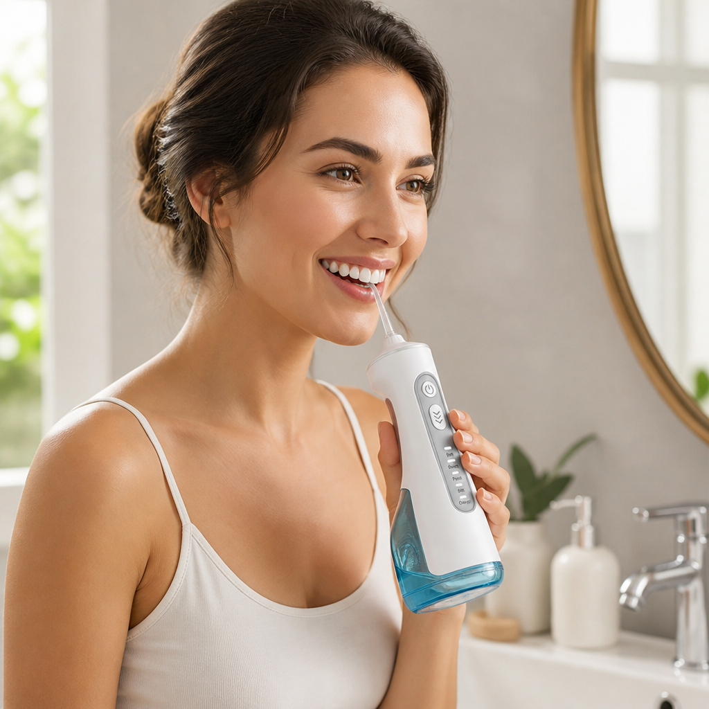 USB Rechargeable Water Flosser with High-Pressure Pulse Technology – 4 Nozzles | ribuella
