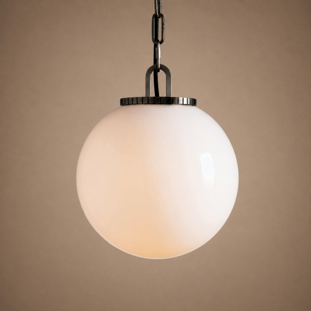Modern Glass Globe Pendant Light with Chain – Brass or Bronze, Clear or Milk Glass | ribuella