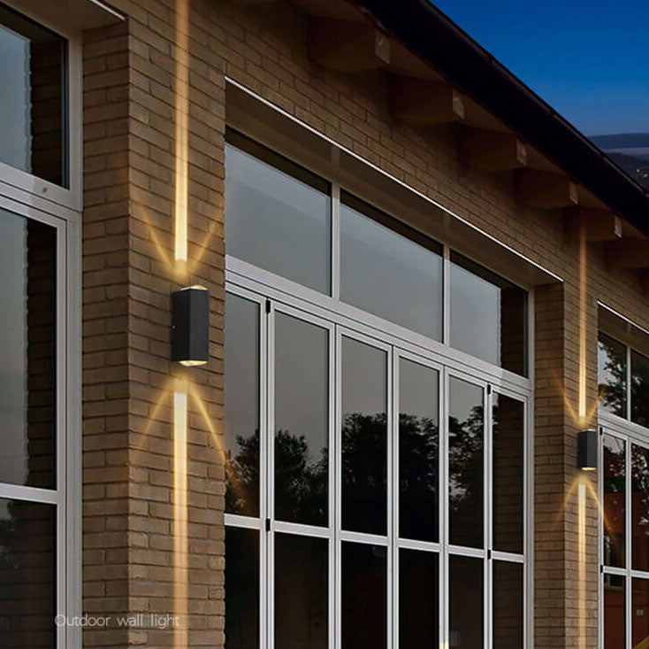 Modern Waterproof LED Wall Light, Outdoor Rated Black Rectangular Lamp