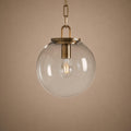Modern Glass Globe Pendant Light with Chain – Brass or Bronze, Clear or Milk Glass | ribuella