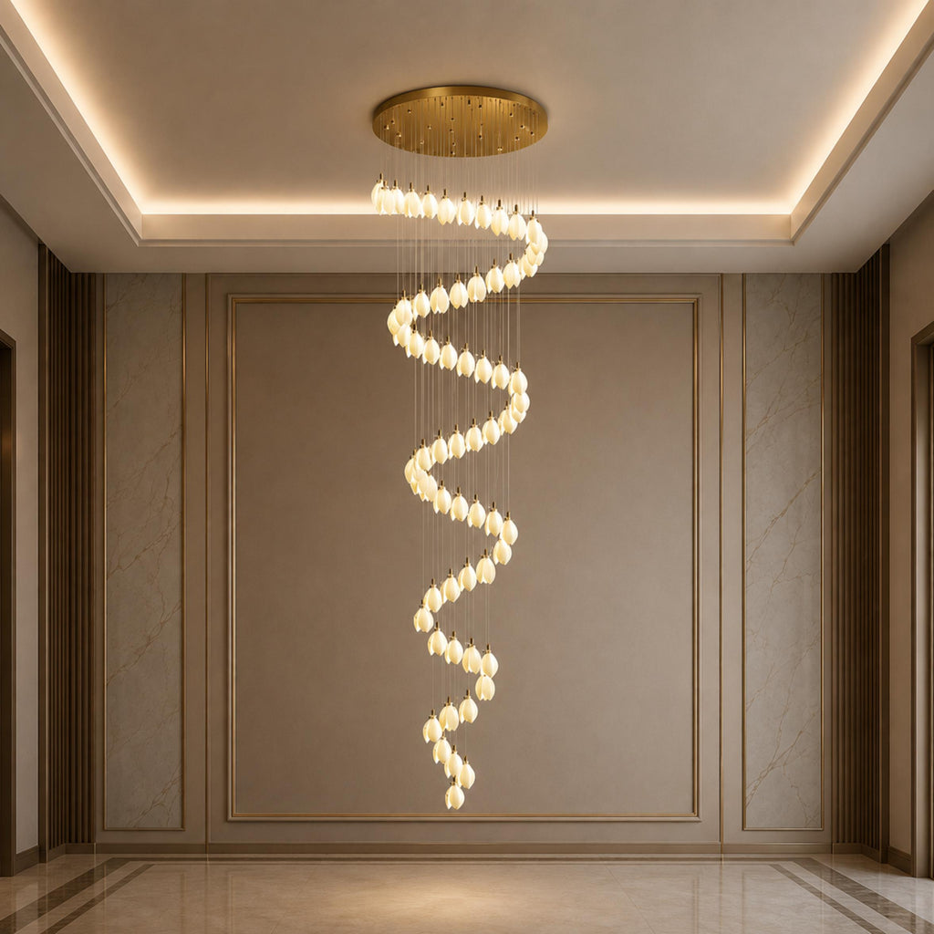 Plafonnier suspendu moderne en métal et céramique, compatible LED, de 7 à 64 lampes | ribuella