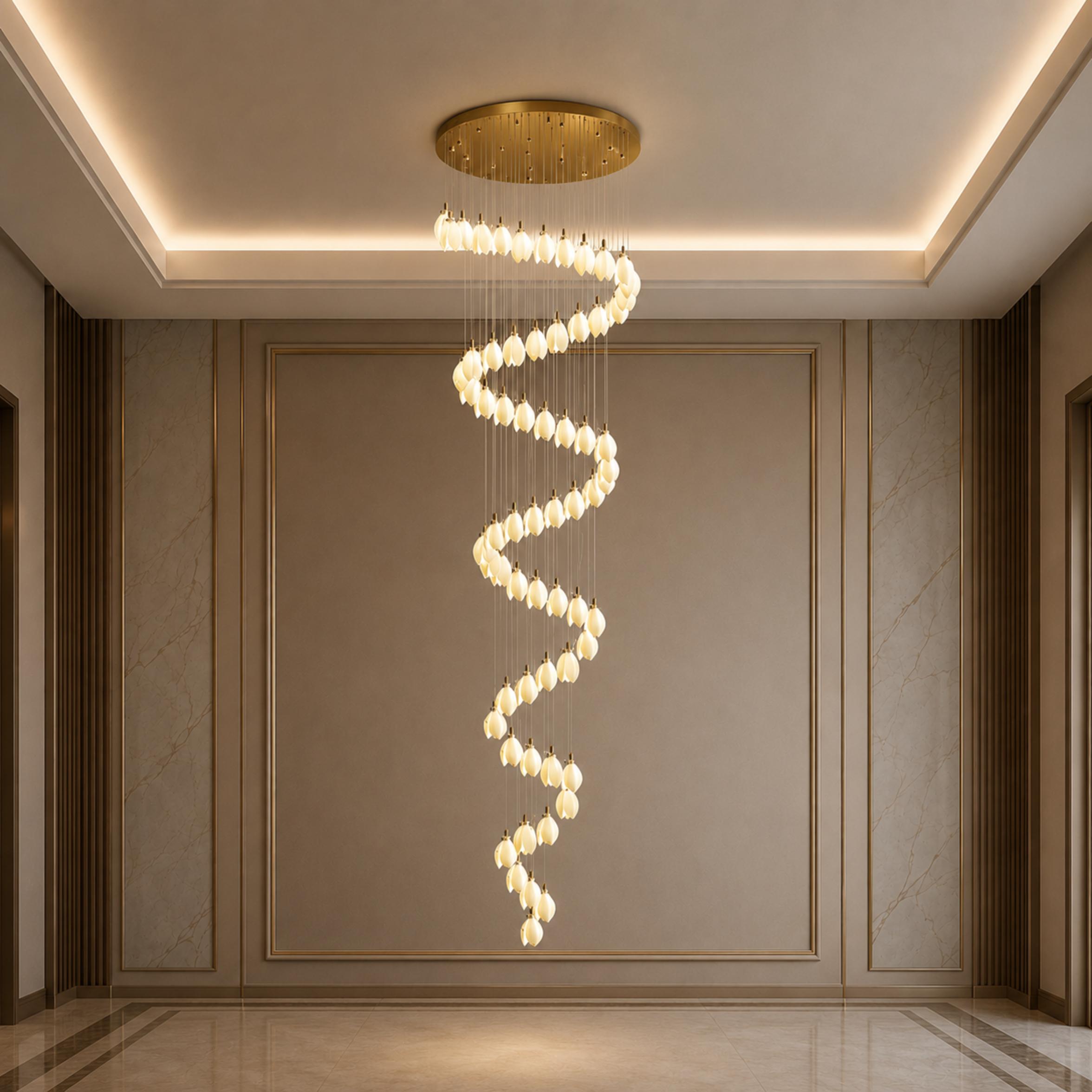 Plafonnier suspendu moderne en métal et céramique, compatible LED, de 7 à 64 lampes | ribuella