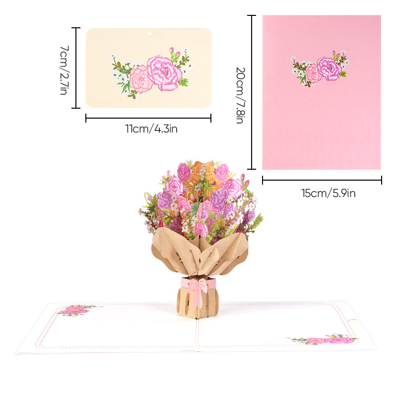 3D-pop-up-kort till mors dag med blommotiv, minnessak och detaljerad blommande design