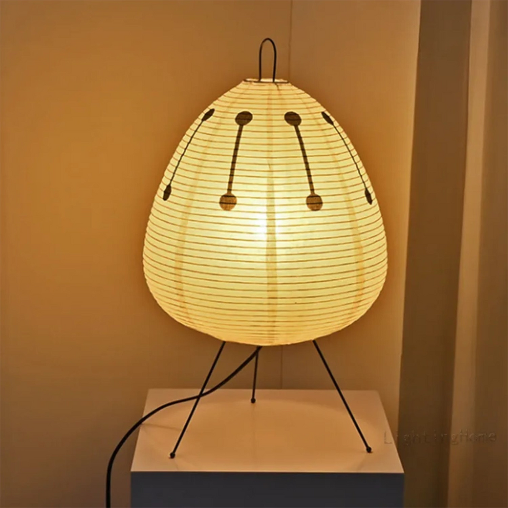 Lampada da terra Hinori giapponese — luce calda, design minimalista