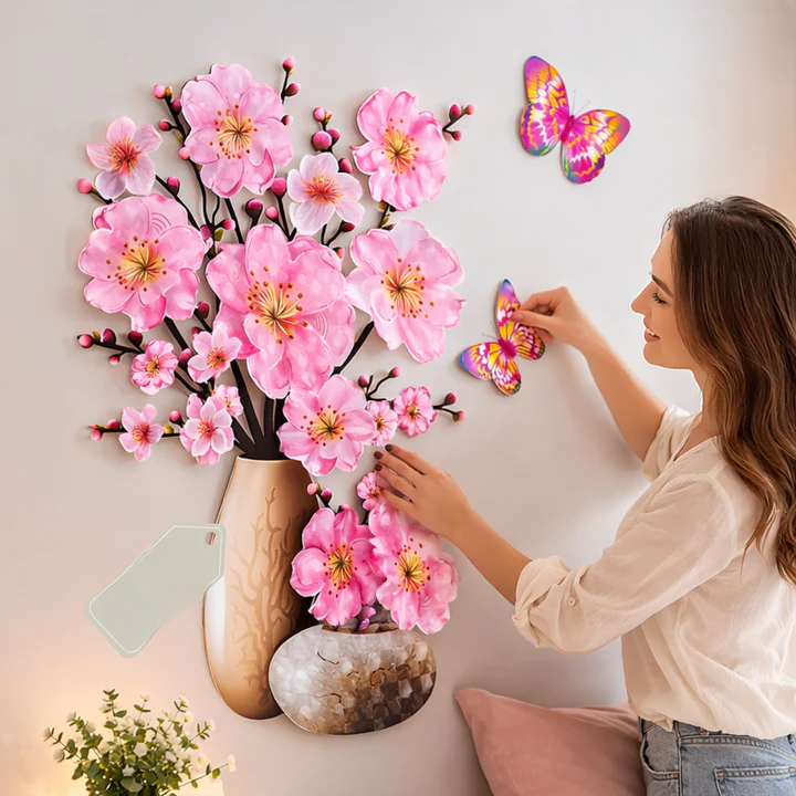 Decoração de parede autocolante com autocolantes de flores e borboletas | ribuella