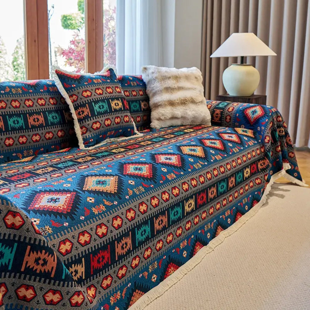 Boho-geometrisk sofabetræk — vaskbart, støvafvisende sofakast