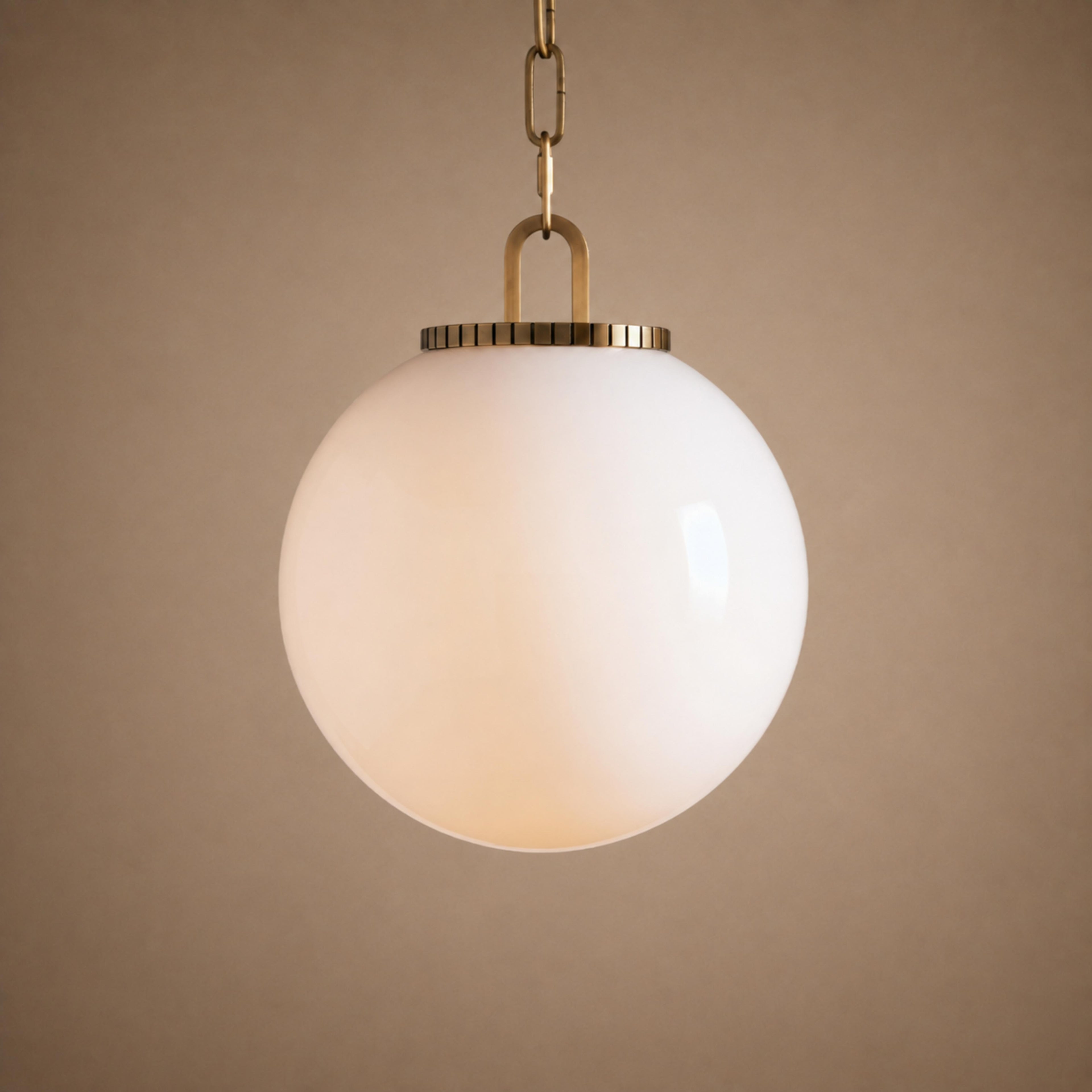 Modern Glass Globe Pendant Light with Chain – Brass or Bronze, Clear or Milk Glass | ribuella