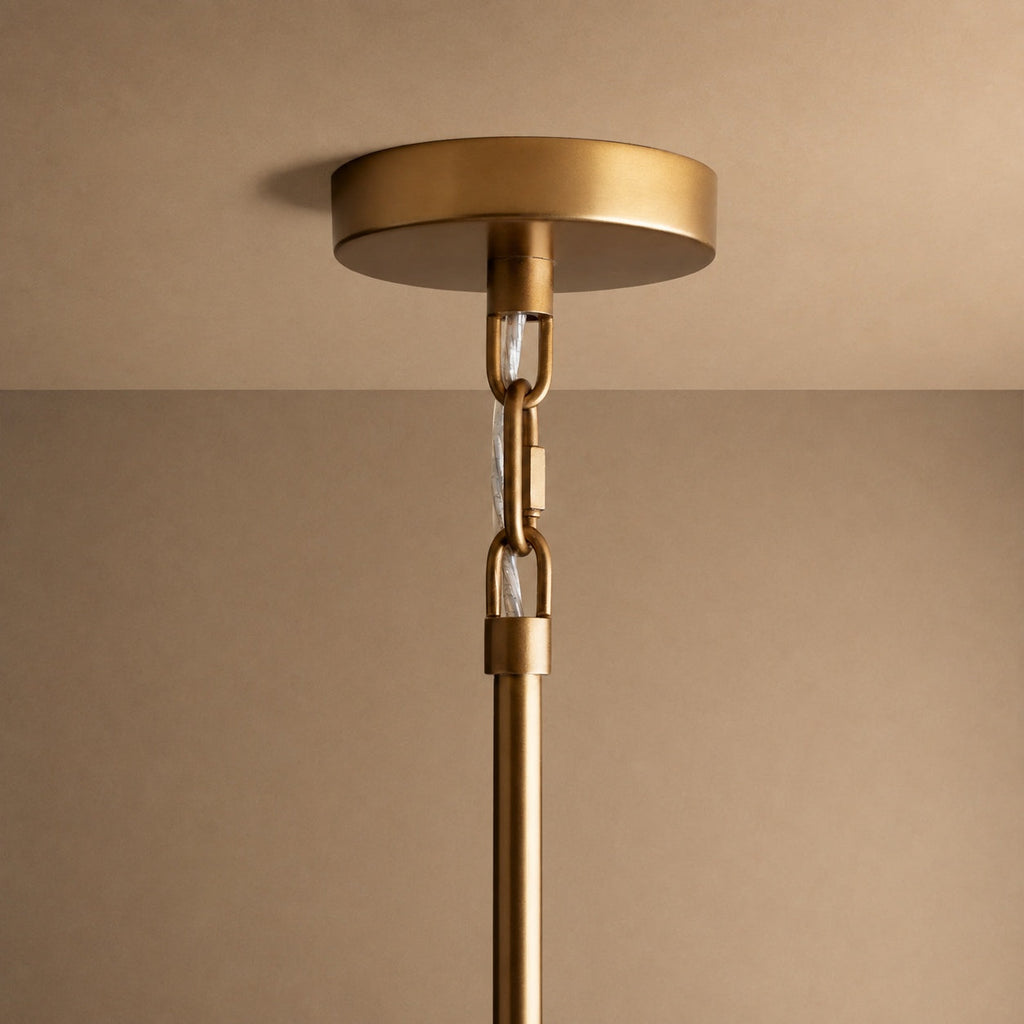 Large Round Chandelier with Off-White Shades – Brass or Bronze | ribuella