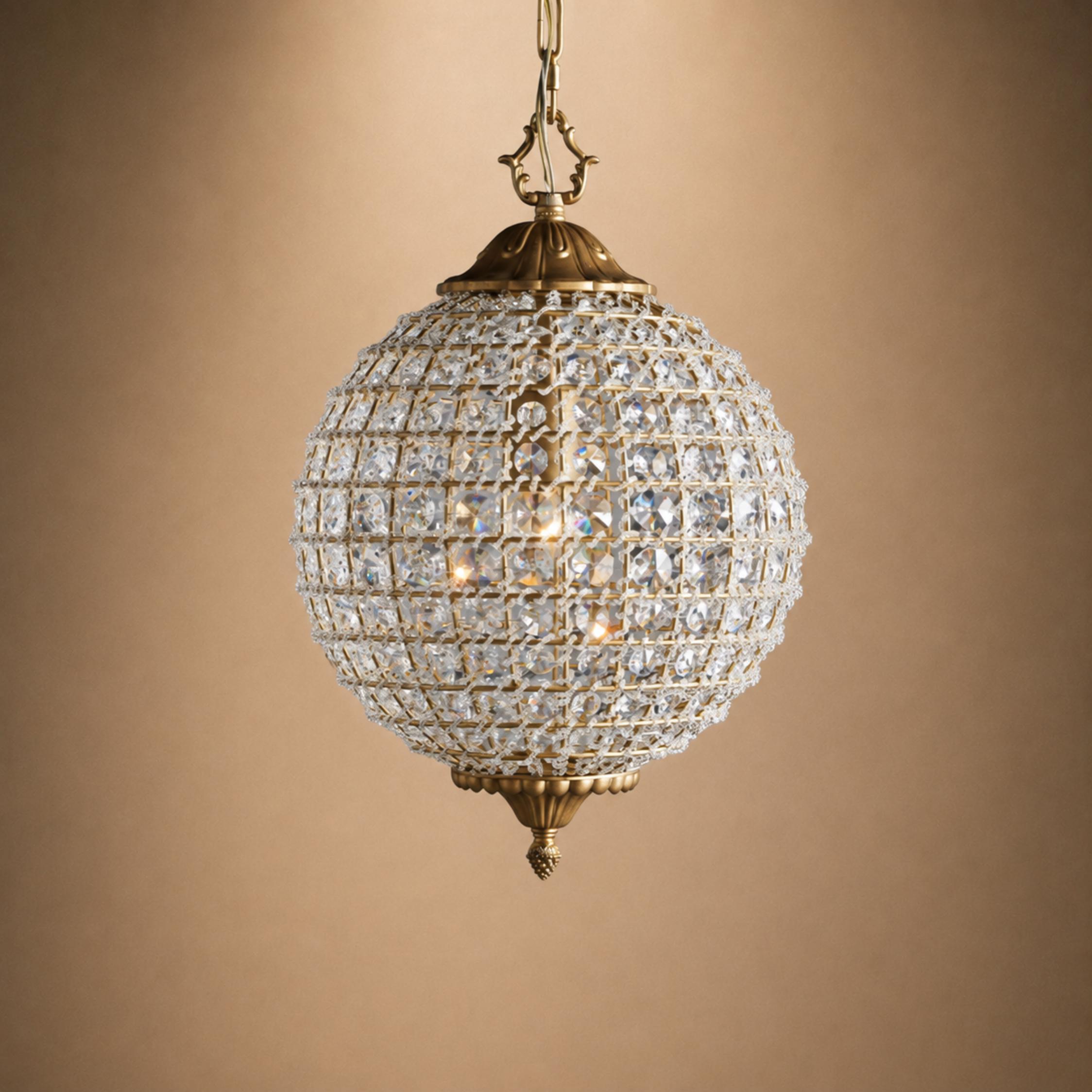 Antique Brass Crystal Round Chandelier – Small or Large Statement Ceiling Light | ribuella