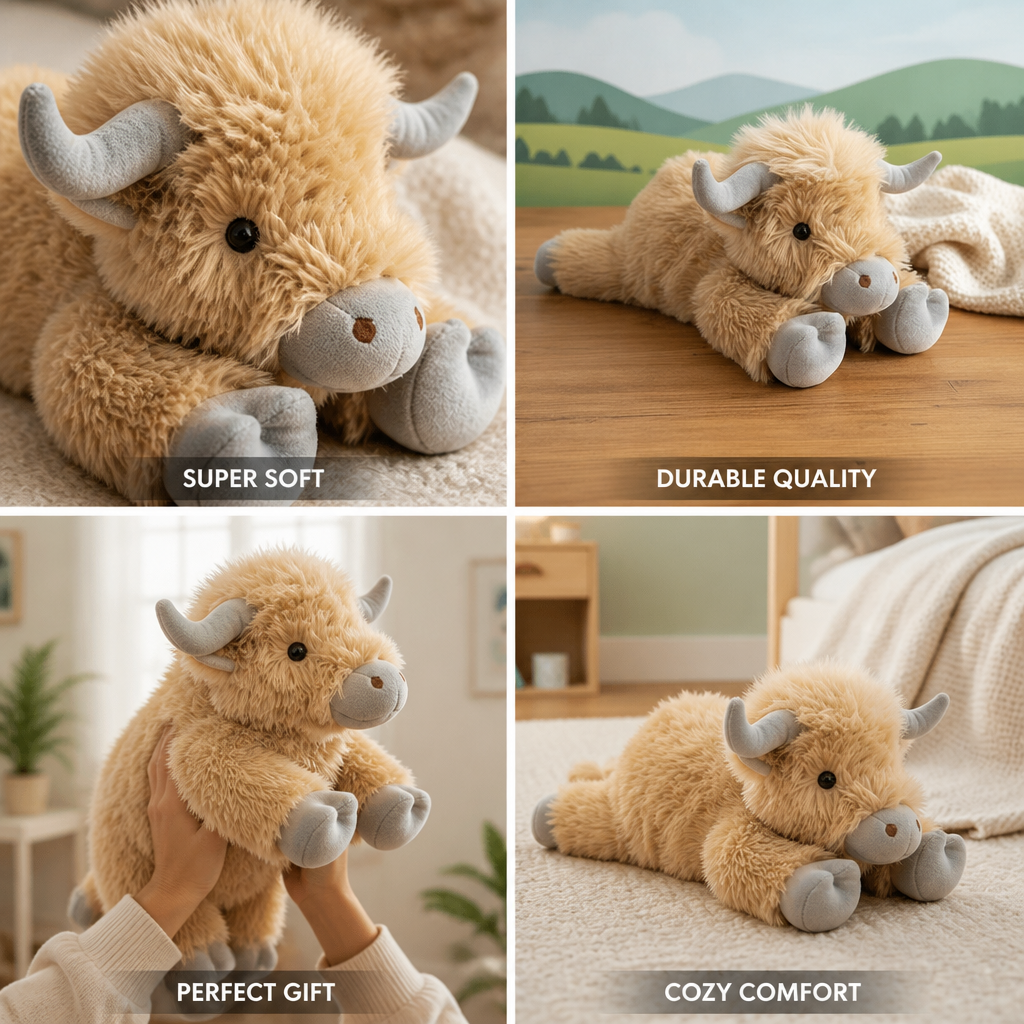 Super-Soft Huggable Highland Cow Plush | ribuella