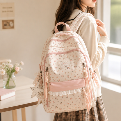Ultra-Lightweight & Large Capacity Lace Floral Backpack | ribuella