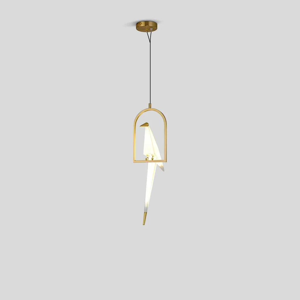 Origami Paper Crane Chandelier With Sculptural Hanging Forms