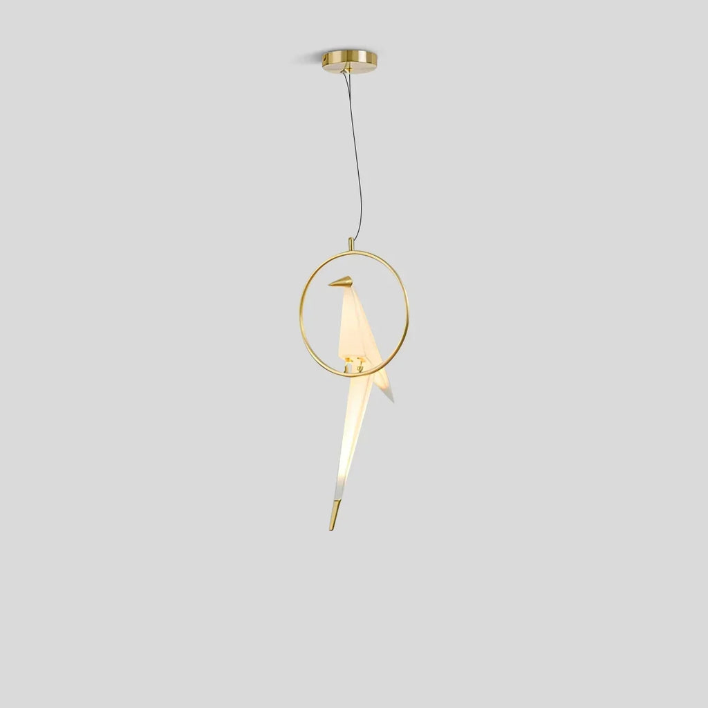 Origami Paper Crane Chandelier With Sculptural Hanging Forms