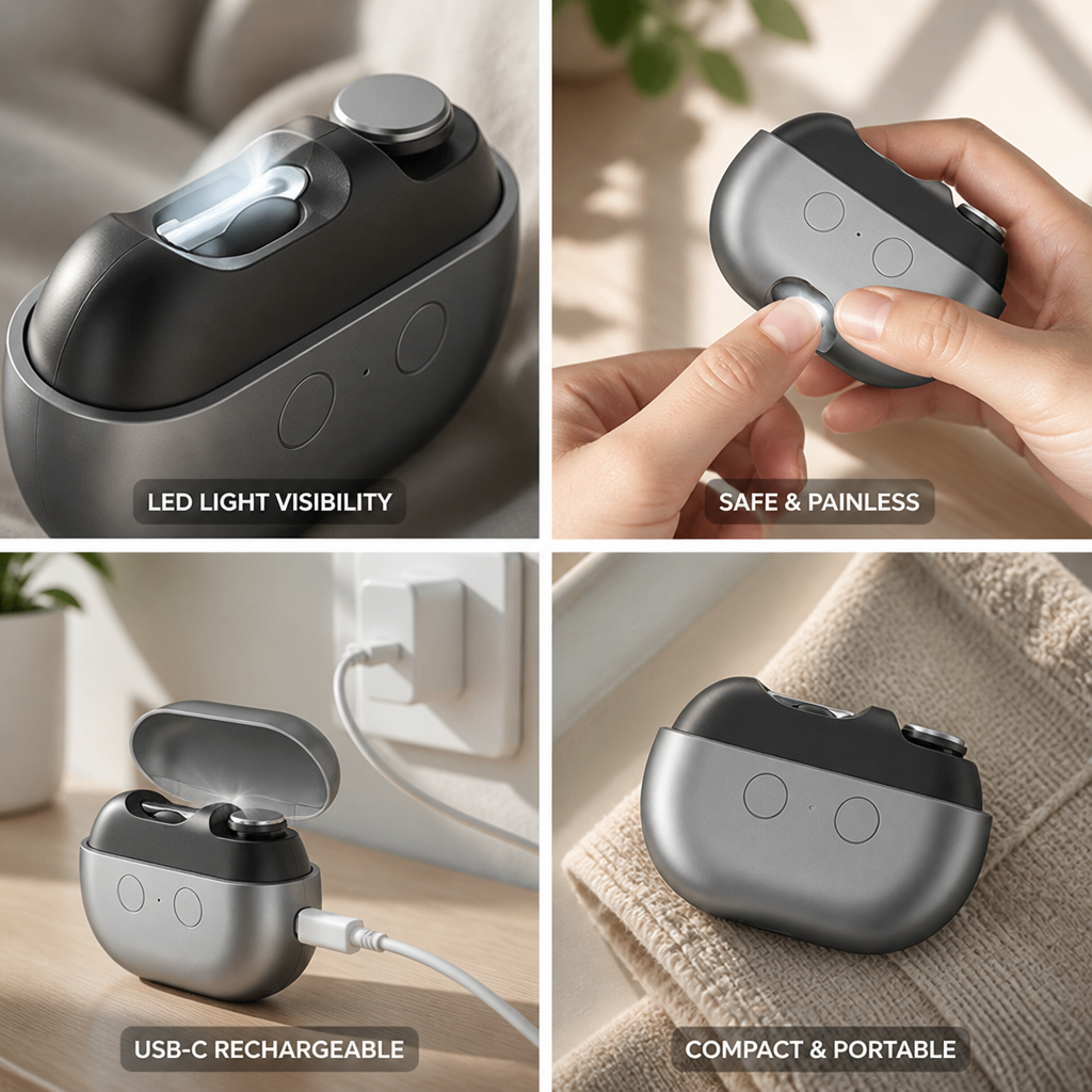 USB-C Rechargeable LED Nail Trimmer | ribuella