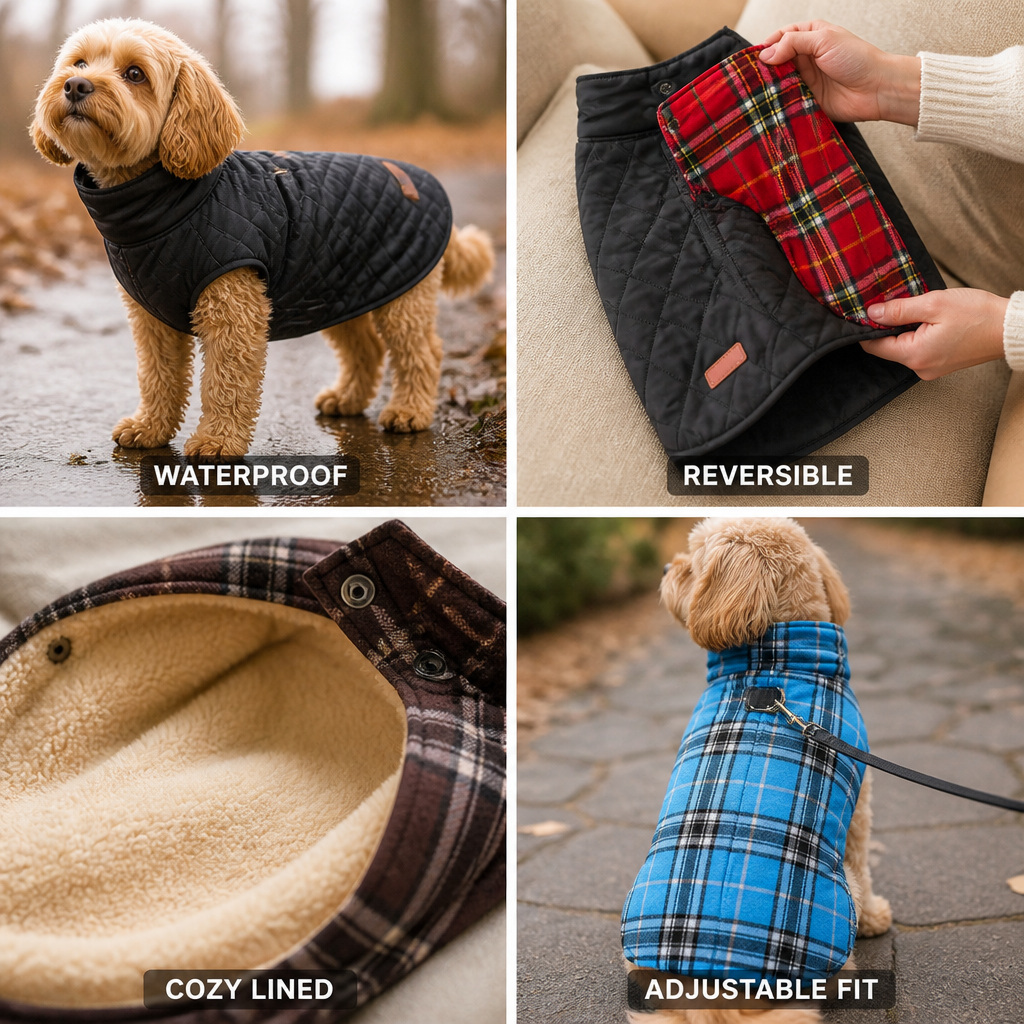 Reversible Waterproof Cozy-Lined Dog Coat | ribuella