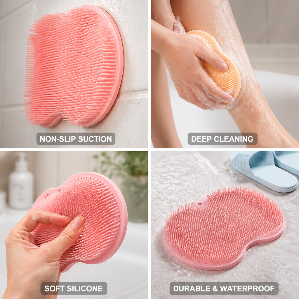 Silicone Non-Slip Suction Cup Shower Scrubber | ribuella