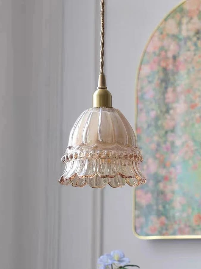 Glass Jellyfish Pendant Light M38, French Pastoral, Compact