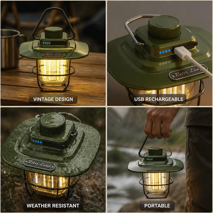 USB-Rechargeable Weather-Resistant Vintage LED Camping Lantern | ribuella