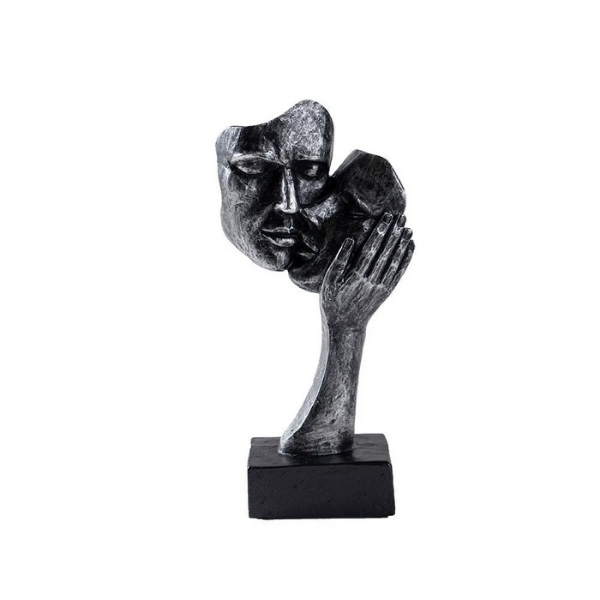Sculptură de artă abstractă contemporană, finisaj bronz, suprafață texturată