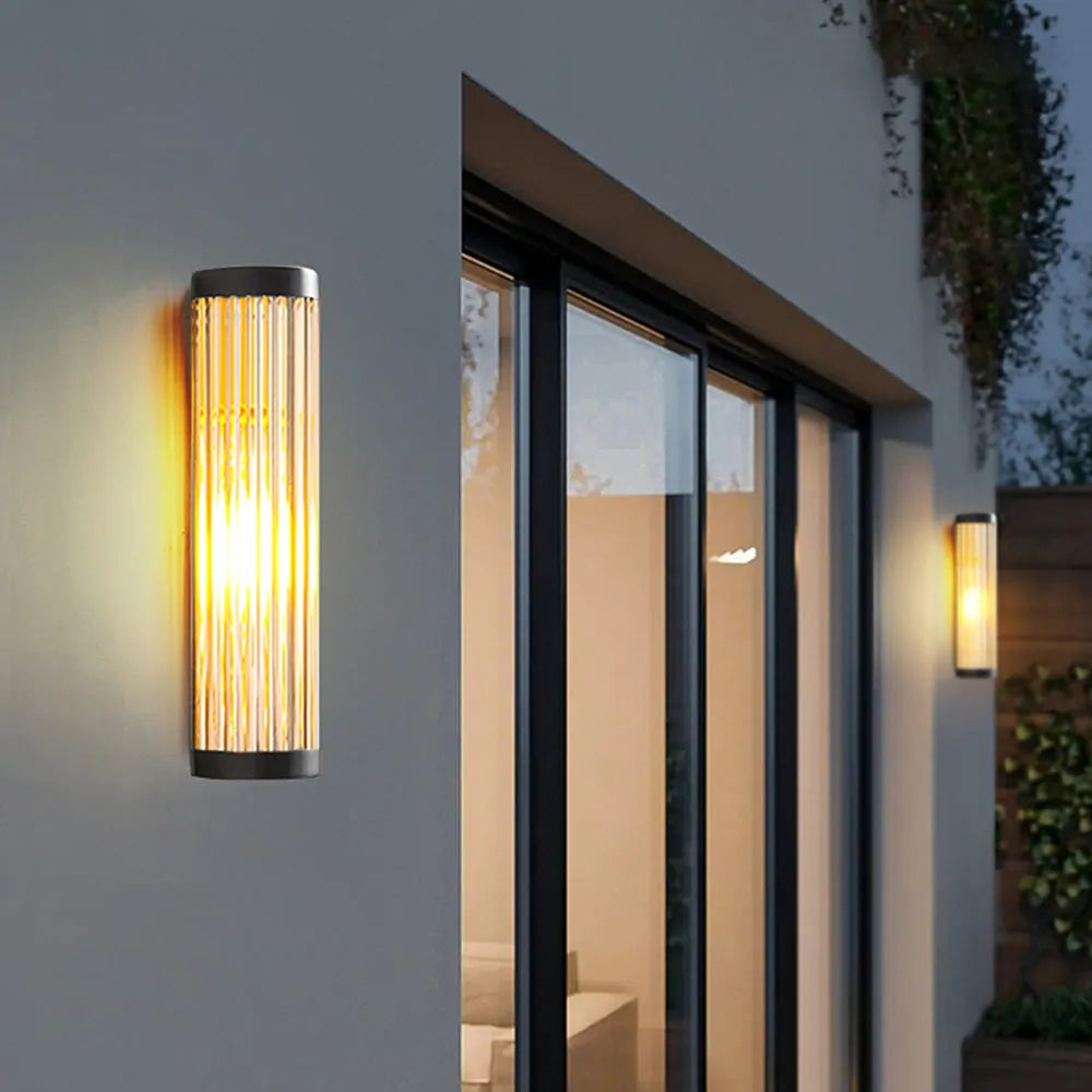 Yoru Black Metal/Glass Semi-Cylindrical Outdoor Wall Lamp