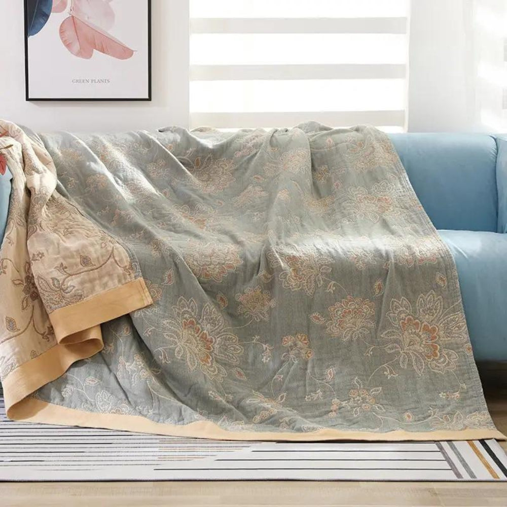 Elegante manta floral, cobija transpirable y confortable para todas las estaciones