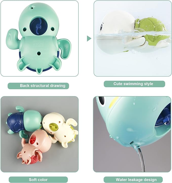 Set of 6 Bath Toys – Wind-up Swimming Turtles | ribuella