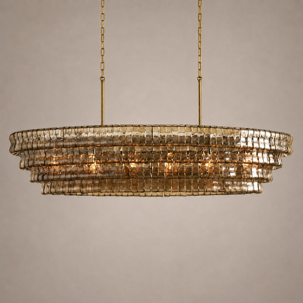Modern Oval Chandelier Light Adjustable Hanging Steel Glass Fixture with 5 or 12 Bulb Options | ribuella