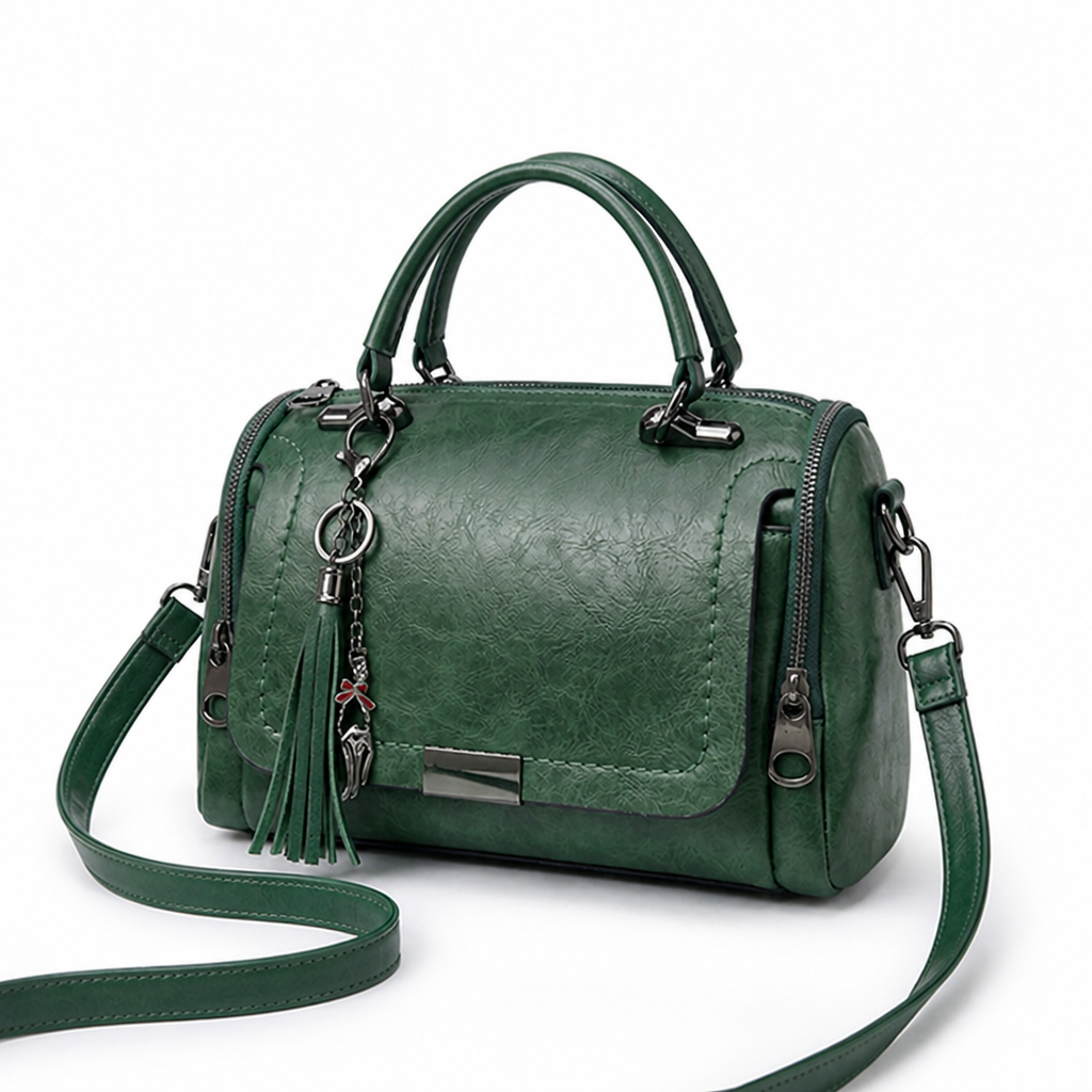 Tassel-Trim Faux Leather Convertible Shoulder Bag | ribuella