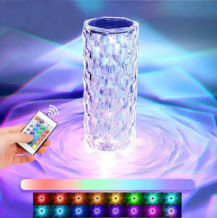 SparklingGlow - LED-kristallen aanraaklamp met afstandsbediening en 16 kleuren | ribuella