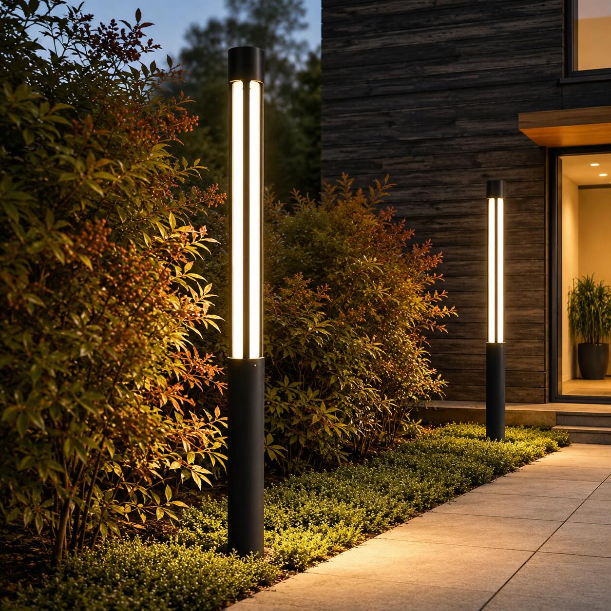 Moderne zylindrische Pollerleuchte für den Außenbereich, wasserdichte Aluminium-LED-Leuchte, 3000K, für die Wegbeleuchtung | ribuella