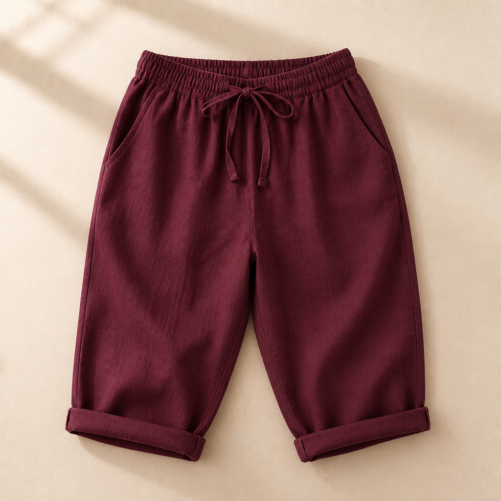 SenseLuxe – Airy Cotton-Linen Capri Pants Featuring Rolled Cuffs | ribuella