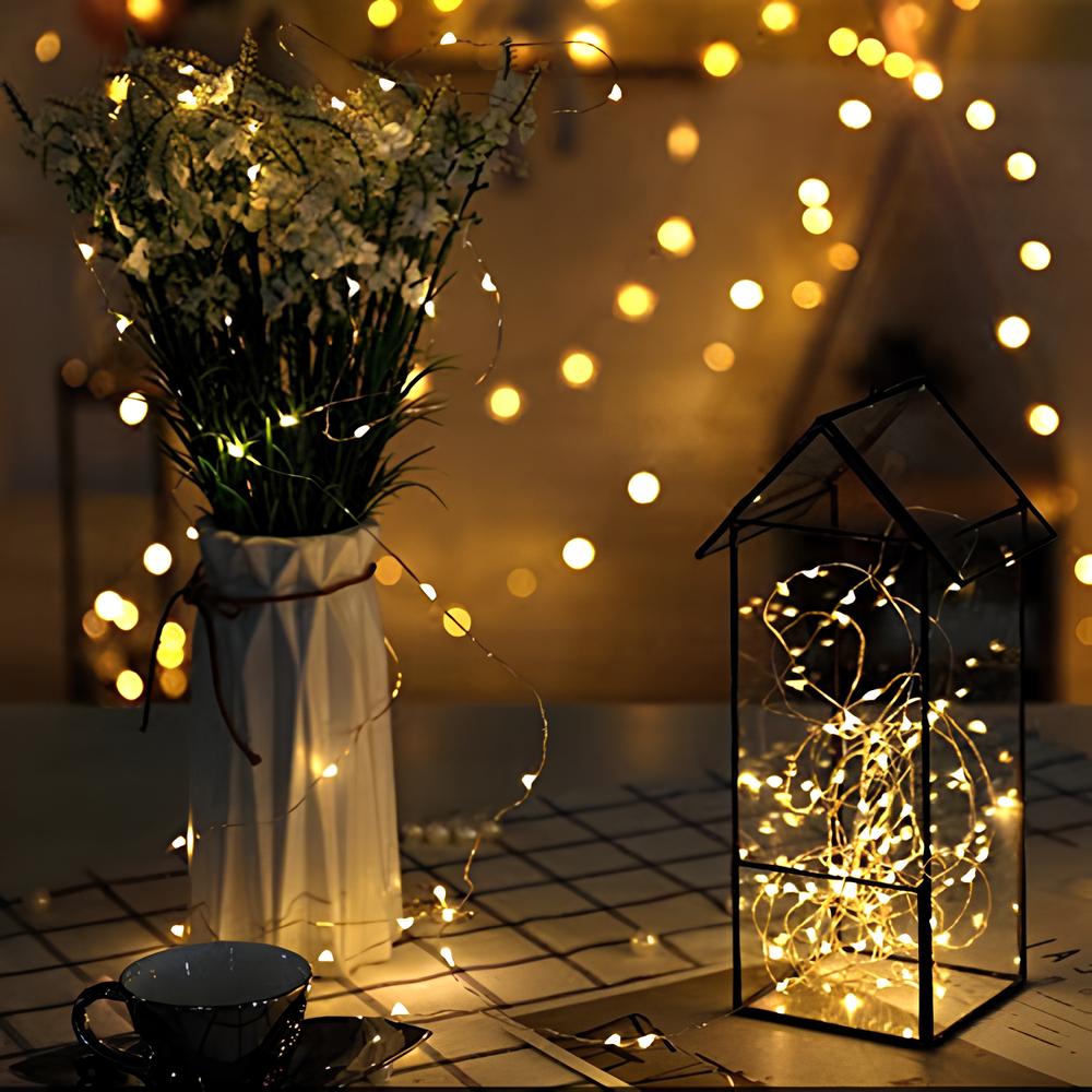 Lichtslinger met fairy lights op zonne-energie, led, weerbestendige buitenverlichting