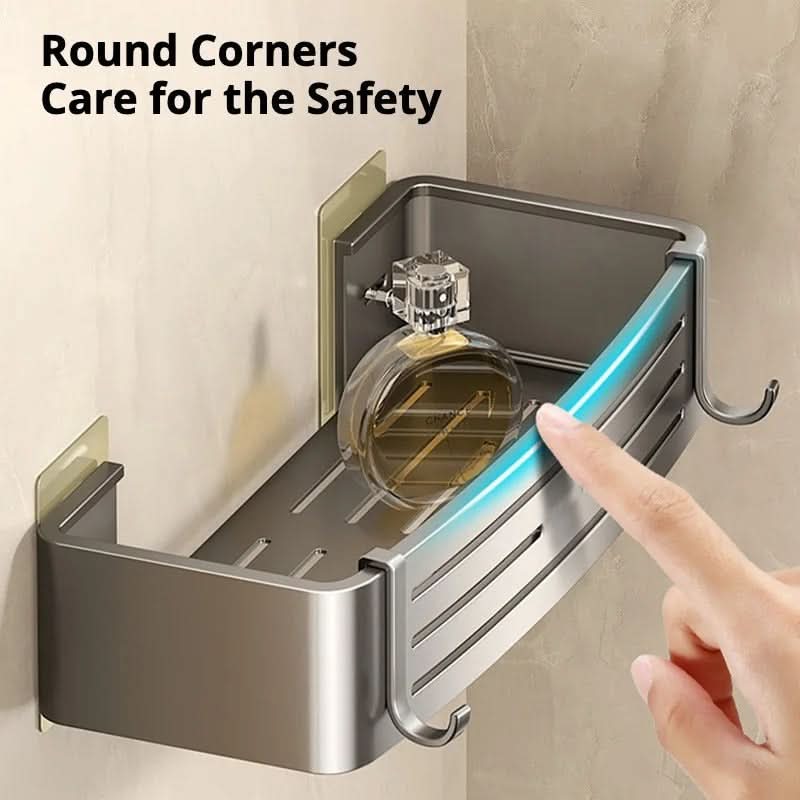 Self-Adhesive Aluminum Shelf Organizer for Bathroom Storage | ribuella