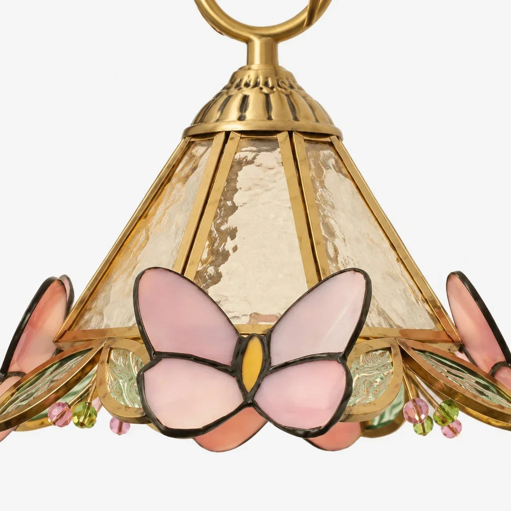 Vintage French Copper Butterfly Pendant Lamp