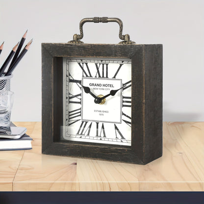 TimberNest - Charming Wooden Shelf Clock with Glass Shield | ribuella