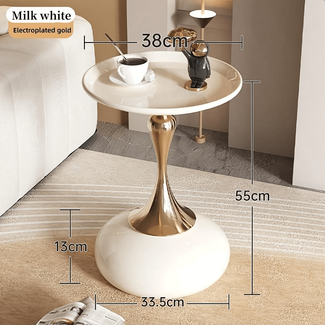 Stylish side table featuring a gold tulip-shaped base | ribuella