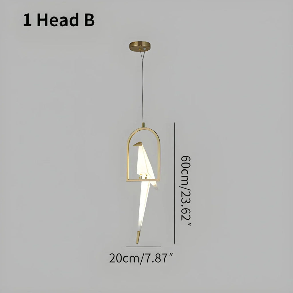 Origami Paper Crane Chandelier With Sculptural Hanging Forms