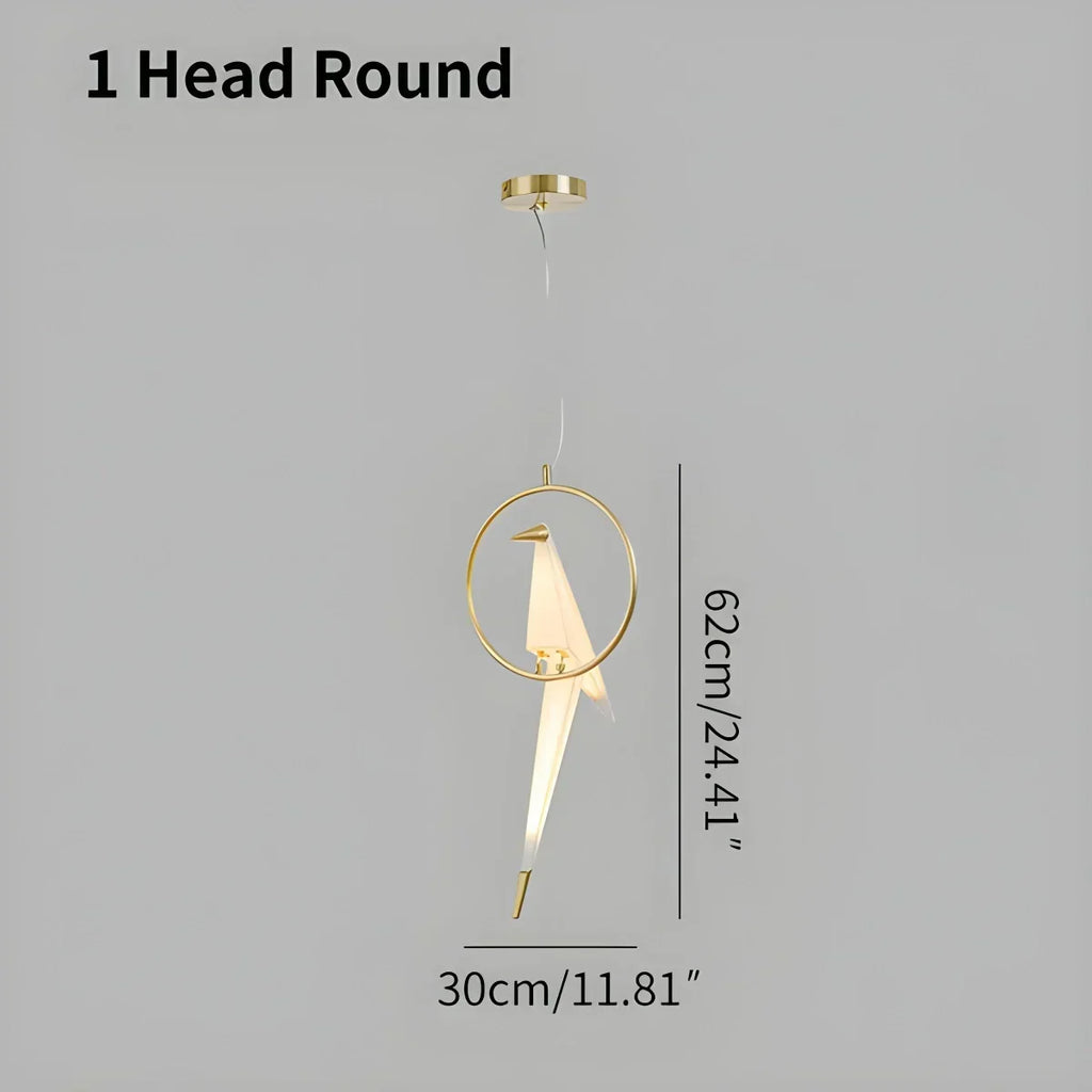 Origami Paper Crane Chandelier With Sculptural Hanging Forms